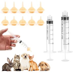 10 Pcs Kitten Feeding Nipples and Nursing Syringe,Pet Nursing Nipples with Syringes,Nipples for Puppies Nipple for Kittens,Reusable for Newborn Kittens, Puppies, Rabbits,Small Animals