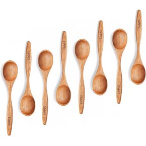 8-Piece Small Wooden Spoon Set – 6 Inchs Tiny Wood Stirring Spoons, Bamboo Table Spoons for Stirring, and Utensils Set, Honey Spoons for Tea, Hardwood Teaspoons for Coffee