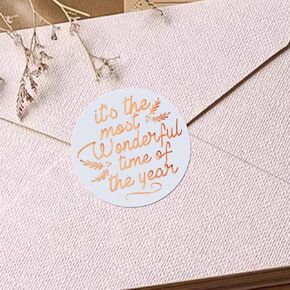 It's the Most Wonderful Time: 120Pcs 1.6 Inch Rose Gold Foil Round Holiday Stickers - Decorative Christmas Party Seals & Labels (Foil Stamped)