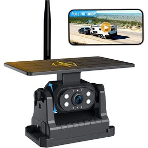 Solar Magnetic Wireless Backup Camera, 9600mAh Rechargeable 1080P WiFi Reverse Camera, No Wiring, Night Vision IP69K, Portable Rear View Camera for Pickup RV Truck Travel Trailer Camper, Connect Phone