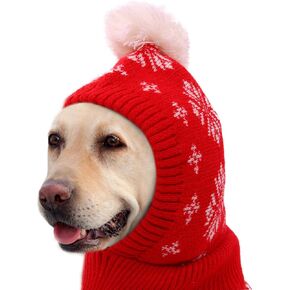 Dog Christmas Beanie Hat with Pompom, Pet Christmas Hat for Small/Medium/Large Dogs/Cats, Dog Winter Hat, Christmas Dog Hat, Pet Holiday Hats, Pet Santa Hat, Hats for Pets, Dog Apparel in Cold Weather