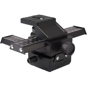 4-Way Macro Focusing Rail Slider, Aluminum Alloy Camera Track Rail Slider with Quick Release Plate, 1/4"-20 Thread for Macro Photography and Close-Up Shooting, Compatible with All SLR Cameras
