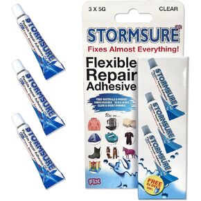 Stormsure Flexible Repair Adhesive: 3 x 5g Clear Glue - Highly Durable, Waterproof Glue for All Repairs