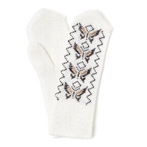 Womens White Hand Embroidered Mittens Fashion Gloves for Women Girls Cozy Cute Butterfly Design Mittens.
