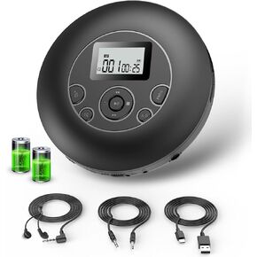 Desobry Portable CD Player with Rechargeable Battery Personal CD Players with Headphones LCD Display Anti-Skip Protection Playback Memory CD Player for Car Walkman CD Player Music Media