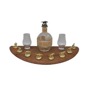 Bourbon Cork Display From a Bourbon Barrel Lid English Chestnut Finish, Fit's Blanton's Horse Cork Stoppers