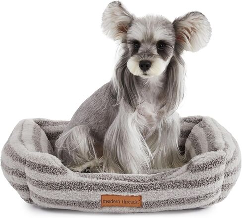 Modern Threads Plush Sherpa Pet Bed for Small and Medium Dogs Ultra Soft Cuddler with Raised Edges for Extra Comfort, Charcoal in Saudi Arabia