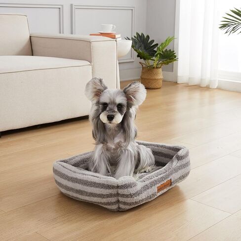 Modern Threads Plush Sherpa Pet Bed for Small and Medium Dogs Ultra Soft Cuddler with Raised Edges for Extra Comfort, Charcoal in Saudi Arabia