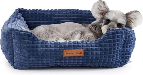 Modern Threads Plush Sherpa Pet Bed for Small and Medium Dogs Ultra Soft Cuddler with Raised Edges for Extra Comfort, Charcoal in Saudi Arabia