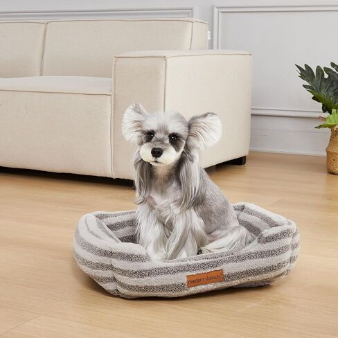 Modern Threads Plush Sherpa Pet Bed for Small and Medium Dogs Ultra Soft Cuddler with Raised Edges for Extra Comfort, Charcoal in Saudi Arabia