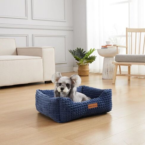 Modern Threads Plush Sherpa Pet Bed for Small and Medium Dogs Ultra Soft Cuddler with Raised Edges for Extra Comfort, Charcoal in Saudi Arabia