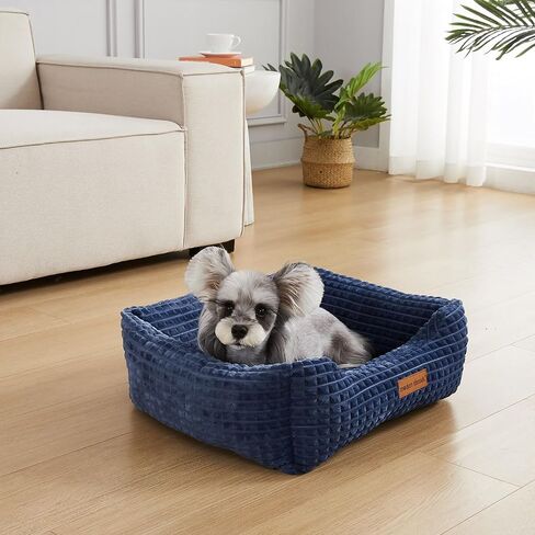 Modern Threads Plush Sherpa Pet Bed for Small and Medium Dogs Ultra Soft Cuddler with Raised Edges for Extra Comfort, Charcoal in Saudi Arabia