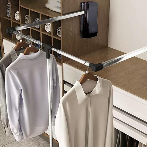 Pull Down Closet Rod 21"-26", Pull Down Adjustable Side Mounted Closet for Kitchen Bedroom High Cabinets, Closet Pull Down Rods Chrome,Two-Way Buffering Side, Heavy Duty Load Capacity in Saudi Arabia