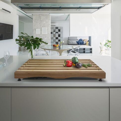 Prosumer's Choice Stovetop Covers for Gas Burners - Bamboo Cutting Board - Premium, Sustainable, Expands Kitchen Space, Easy to Clean - with Adjustable Legs and Juice Grooves - 29.5"L x 3.5"W x 21"H in Saudi Arabia
