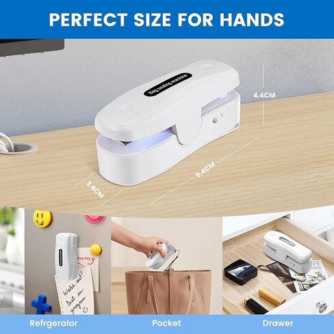 2 In 1 Mini Bag Sealer with Cutter, Rechargeable Heat Sealer, Portable Snack Bag Sealer for Plastic Bag Food Storage - White in Saudi Arabia