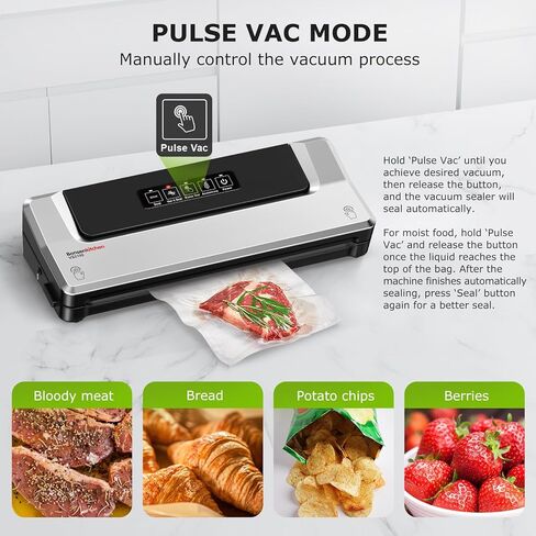 Bonsenkitchen Vacuum Sealer Machine Multi-Functional Food Sealer with 10 Vacuum Bags, Fast-Compact Design, External Vacuum System & Accessory Tube for Freshness Preservation in Saudi Arabia