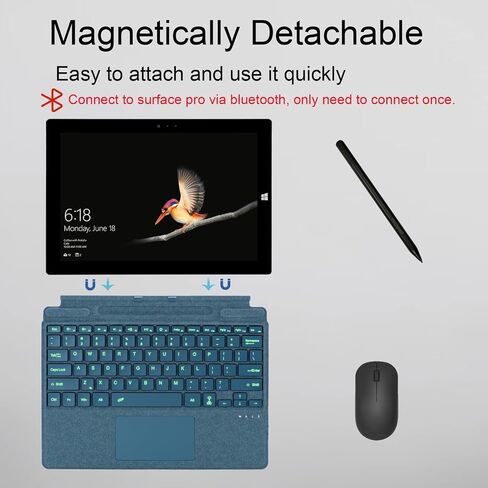Type Cover for Microsoft Surface Pro 13 inch, Compatible with Surface Pro 13"(11th Edition) / Pro 11 / Pro 10 / Pro 9 / Pro 8 / Pro X, Portable Slim Bluetooch Keyboard with Touchpad, Pen Holder in Kuwait