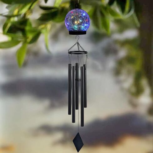 Garden Wind Chimes Outdoor, Solar Hanging Glass Ball Wind Chimes with 15 Twinkling LEDs 42 Inch Large with Unique Memorial Sympathy Wind Chime Outside Garden Décor as a Gift for Patio, Porch, Balcony in Saudi Arabia