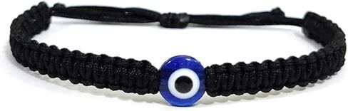 Evil Eye Bracelets for Women Men Handmade Braided Kabbalah Bracelet Good Luck Protection Bracelet Rope Cord Thread Friendship Adjustable String Minimalist Jewelry (Black) in Saudi Arabia