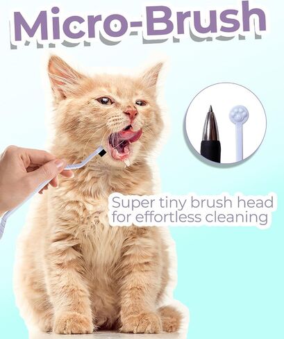 2 Pcs Dual Sided Cat Toothbrush with Micro Brush Head, Anti-Slip Curved Handle, Designed for Small Pets Eliminates Bad Breath and Reduces Plaque Tartar Formation in Saudi Arabia
