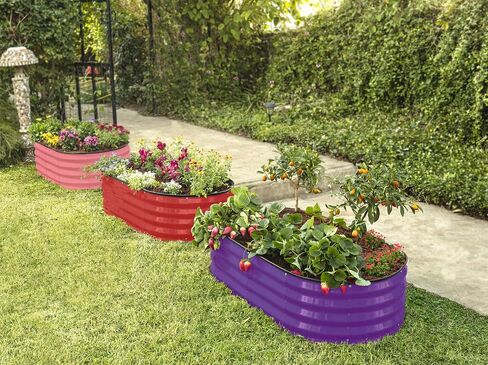 Galvanized Raised Garden Beds Outdoor // 4×2×1 ft Planter Raised Beds for Gardening, Vegetables, Flowers // Large Metal Garden Box (Pink) // Patent Pending Tool-Free Assembly in Saudi Arabia
