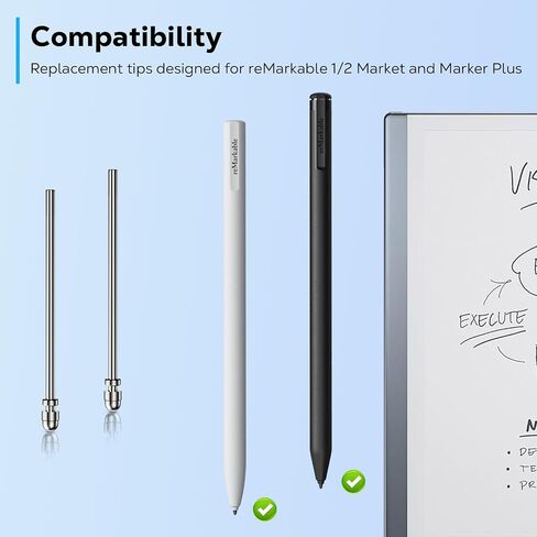 MoKo Pen Tips for Remarkable 2 Tablet Maker Stylus,Titanium Alloy Metal Pen Tips for Remarkable Marker Plus, Precise Control Replacement Tips for Remarkable2 Pen with 4096 Pressure and Tilt, 2 Pack in Saudi Arabia