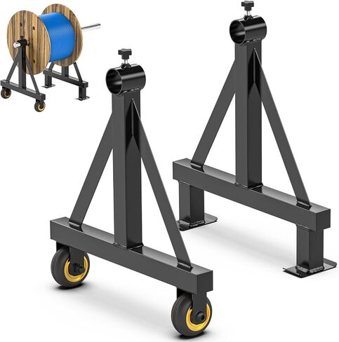 Wire Spool Rack Portable Cable Caddy Steel Wire Dispenser Rack Wire Spool Holder with Wheels for up to 28" Diameter Spools 220 Lbs Capacity (Black) in Saudi Arabia