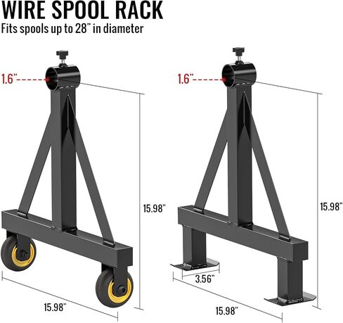 Wire Spool Rack Portable Cable Caddy Steel Wire Dispenser Rack Wire Spool Holder with Wheels for up to 28" Diameter Spools 220 Lbs Capacity (Black) in Saudi Arabia