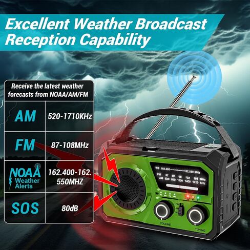 16000mah Emergency Weather Radio Hand Crank Radio Solar Radio Battery Powered Radio,Portable Am/Fm/Wb NOAA Radio with Wireless,Phone Charger,SOS,Compass,Flashlight,Reading Lamp,Survival Radio Grey in Saudi Arabia