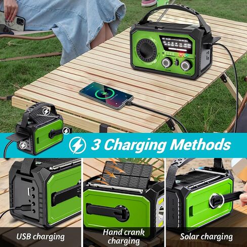 16000mah Emergency Weather Radio Hand Crank Radio Solar Radio Battery Powered Radio,Portable Am/Fm/Wb NOAA Radio with Wireless,Phone Charger,SOS,Compass,Flashlight,Reading Lamp,Survival Radio Grey in Saudi Arabia