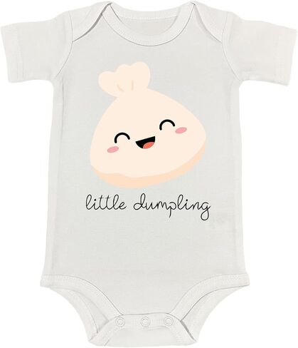 Little Dumpling Baby Bodysuit Kawaii Dimsum Foodie Lil Bao Romper Funny Sushi Roll Shower Shirt (0-6 Months, Little Dumpling-Short Sleeve Romper) in Saudi Arabia