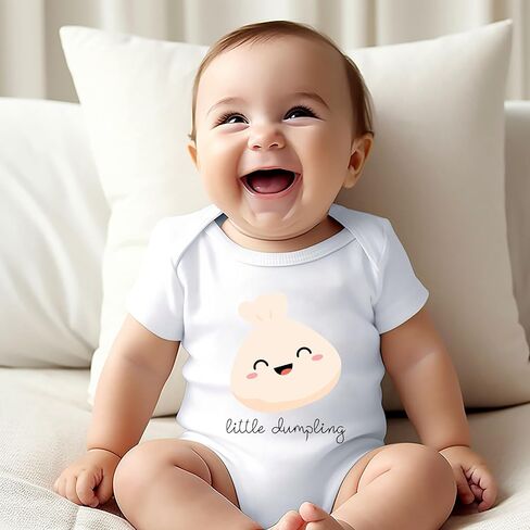 Little Dumpling Baby Bodysuit Kawaii Dimsum Foodie Lil Bao Romper Funny Sushi Roll Shower Shirt (0-6 Months, Little Dumpling-Short Sleeve Romper) in Saudi Arabia