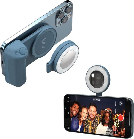 ShiftCam SnapLight - ضوء حلقة سيلفي LED مع أربعة إعدادات للسطوع وبطارية مدمجة - يتم تركيبه مغناطيسيًا على أي هاتف - تصميم قابل للطي (منتصف الليل -) in Kuwait
