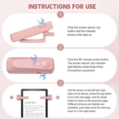 RF Kindle Remote Page Turner، Page Turner لـ Kindle Paperwhite Oasis، iPhone، iPad، Android Ebook Page Turn، جهاز التحكم عن بعد لتسجيل فيديو الكاميرا (أسود) in Saudi Arabia