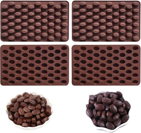55 cavity mini coffee bean chocolate candy mold can be used to make chocolate, pralines, caramel cookies and other handmade candies to meet different creative needs (4pcs) in Saudi Arabia