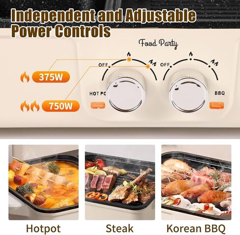 Food Party Hot Pot Electric Grill 2 in 1 Korean BBQ Grill Indoor Smokeless Hotpot Pot Electric Cooker Sahabu Shabu Pot Non Stick (Large) in Saudi Arabia