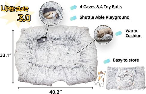 XxingSheep 4 Cave Shuttled XL Cat Tunnel Bed for Indoor Cats Peekaboo Toy Donut with Warm Mat in Saudi Arabia