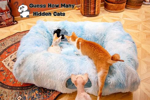 XxingSheep 4 Cave Shuttled XL Cat Tunnel Bed for Indoor Cats Peekaboo Toy Donut with Warm Mat in Saudi Arabia