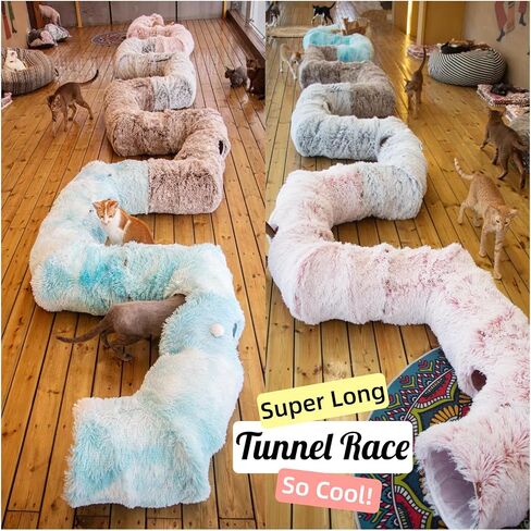 XxingSheep 4 Cave Shuttled XL Cat Tunnel Bed for Indoor Cats Peekaboo Toy Donut with Warm Mat in Saudi Arabia