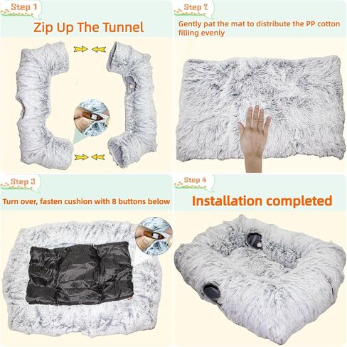 XxingSheep 4 Cave Shuttled XL Cat Tunnel Bed for Indoor Cats Peekaboo Toy Donut with Warm Mat in Saudi Arabia