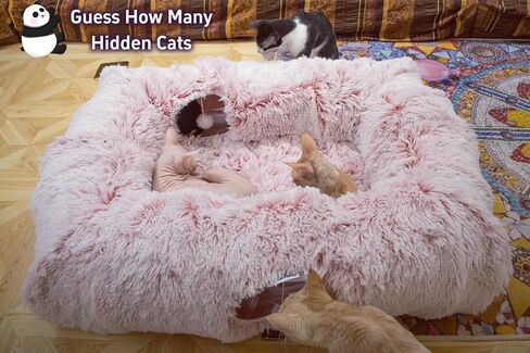 XxingSheep 4 Cave Shuttled XL Cat Tunnel Bed for Indoor Cats Peekaboo Toy Donut with Warm Mat in Saudi Arabia