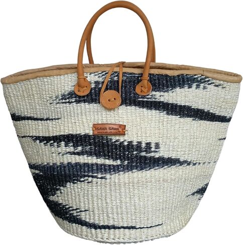 Balance Peace Handwoven Sisal Bag, Lightweight Market Basket with Leather Strap Handles and Button Closure, Large Straw Purse Perfect for Travel, Handmade Summer Beach Tote Handbag for Women in Saudi Arabia