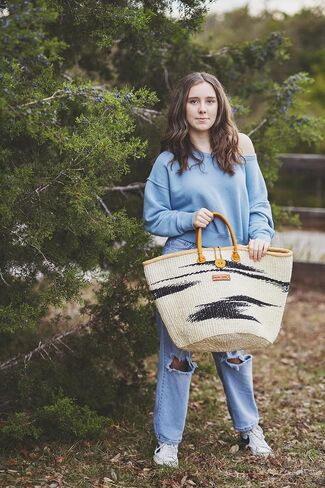Balance Peace Handwoven Sisal Bag, Lightweight Market Basket with Leather Strap Handles and Button Closure, Large Straw Purse Perfect for Travel, Handmade Summer Beach Tote Handbag for Women in Saudi Arabia