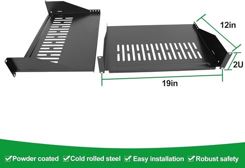 GlobalRack 2U Rack Shelf,19" Depth, Center Installation Tray,Heavy 2 Pieces in Kuwait