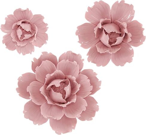 BINGNENG Handmade Ceramic Flower Wall Decor, Porcelain Flower Decoration, White 3 Packs of Set (2.8",3.54",4.72") in Saudi Arabia