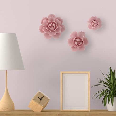 BINGNENG Handmade Ceramic Flower Wall Decor, Porcelain Flower Decoration, White 3 Packs of Set (2.8",3.54",4.72") in Saudi Arabia