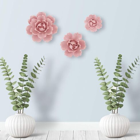 BINGNENG Handmade Ceramic Flower Wall Decor, Porcelain Flower Decoration, White 3 Packs of Set (2.8",3.54",4.72") in Saudi Arabia