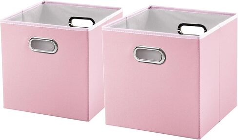 PRANDOM Leather Foldable Cube Storage Bins 13x13 inch [4-Pack] Fabric Storage Baskets Cubes Drawer with Cotton Handles Organizer for Shelves Nursery Closet Bedroom Clothes Black in Saudi Arabia
