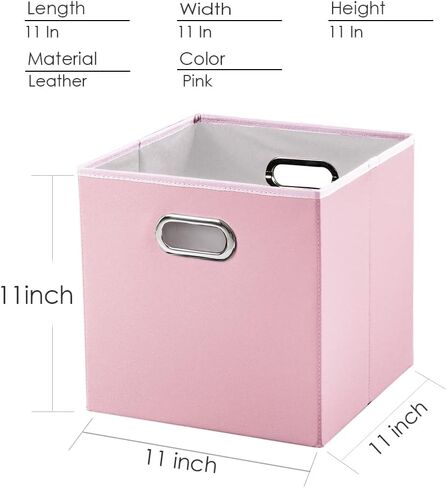 PRANDOM Leather Foldable Cube Storage Bins 13x13 inch [4-Pack] Fabric Storage Baskets Cubes Drawer with Cotton Handles Organizer for Shelves Nursery Closet Bedroom Clothes Black in Saudi Arabia