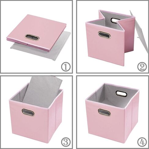 PRANDOM Leather Foldable Cube Storage Bins 13x13 inch [4-Pack] Fabric Storage Baskets Cubes Drawer with Cotton Handles Organizer for Shelves Nursery Closet Bedroom Clothes Black in Saudi Arabia